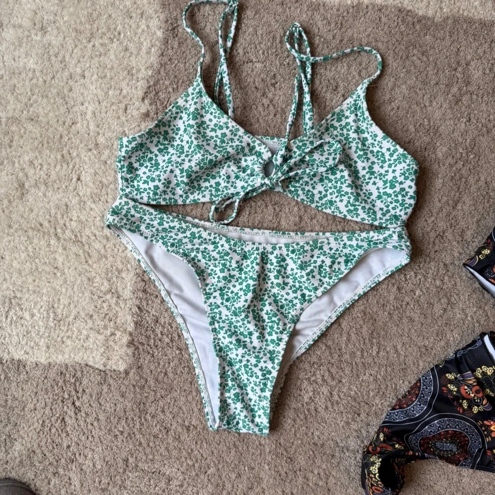 Lot 2 Bikini Swimsuit Sets Green Floral &‎ Boho Mandala Print Two Piece Swimwear